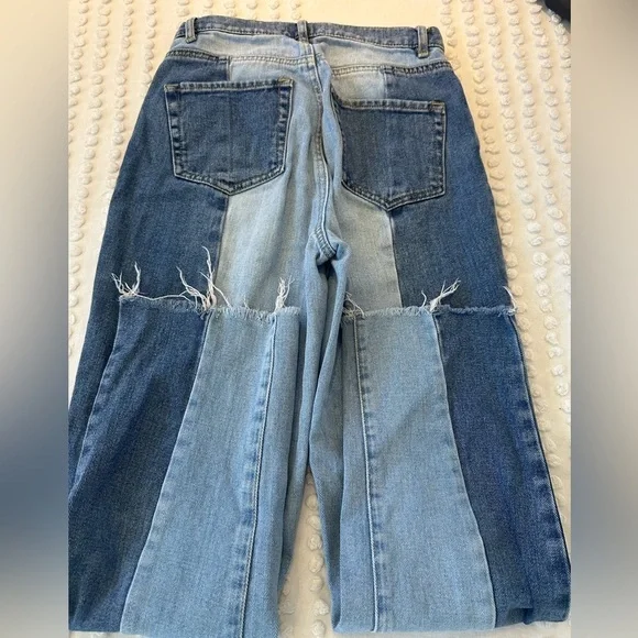 PacSun 90’s Colorblock Two-Tone High Rise Straight Leg Jeans - Picture 9 of 12